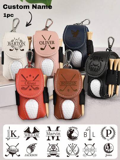 1pc Customized Golf Bag, Personalized Fashionable Golf Bag, Can Hold Golf Balls, Tee, Mini Golf Balls, Leather Golf Travel Bag, Exquisite Golf Gift, Customized Engraved Leather Golf Bag Tag, Includes Golf Ball Stand, Personalized Golf Ball Stand, Customized Golf Accessories, Groomsman Gift, Men's Golf Gift, Women's Golf Gift, School Supplies, Back To School, School Gift