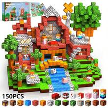 50-300块磁性积木，MC主题套装，包含动物和人物造型，STEM教育拼搭玩具，创意圣诞节/新年/万圣节礼物，适合男孩女孩 - 彩色 - 查看 2