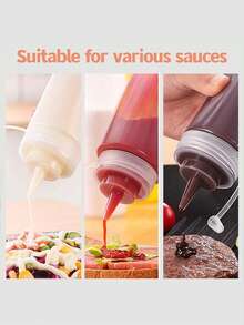 Tomato Sauce Squeeze Bottle With Funnel, Commercial Kitchen Condiment Bottle, Salad Oil Bottle, Seasoning Dispenser Bottle, Wide Mouth Thick Graduation, Suitable For Salad Sauce, Honey, Oil And More - White - View 6