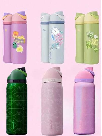 NEW Original OWALAs Free .Sip Limited Edition 24 Oz / 32 Oz Sports Water Bottle, Stainless Steel Water Bottle, Luminous Cup. Leakproof With Pop-Up Lid, Easy To Clean. Available In A Variety Of Colors, The Pattern Is Clear And Exquisite. A Water Bottle Designed For Water Drinkers, Suitable For Running, School, Fitness, Halloween, Thanksgiving Day. New Fashion Water Bottle For Women. It's A Good Choice For A Gift. [Christmas Gifts]