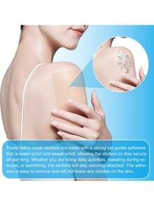 8pcs Tattoo Concealer Patch, Non-Woven Fabrics Cover Up Waterproof Sweat-Proof Invisible Ultra-Thin Skin Colored Tattoo Makeup Tape Cover Sticker For Covering Scar And Birthmarks - Brown - View 4