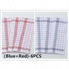1/2/4/6/8/12条装超柔软厨房毛巾，超强吸水，格子条纹设计，红/蓝/黑三色可选，居家及餐饮业理想之选