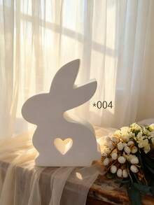1个/6个装爱心兔子硅胶模具，DIY可爱兔子香薰蜡烛模具，节日家居装饰/礼品摆件环氧树脂模具，工艺品铸造模具，复活节艺术装饰石膏模具 - 白色 - 查看 8