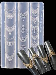 1 khuôn silicon làm móng kiểu Pháp, thiết kế ren cổ điển kiểu Pháp, khuôn làm móng nghệ thuật DIY bằng nhựa, khuôn mặt dây chuyền chạm khắc kiểu Baroque. - Trong sáng - Xem 9