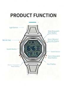 Stylish Line Design Anime Inspired Digital Alarm Watch, Minimalist Cartoon Outdoor Sports Watch - A - View 7