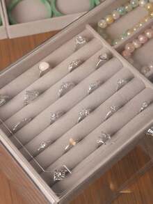 This 6-Drawer Jewelry Organizer Box Is Made Of Velvet, Very Suitable For Storing And Organizing Desktop Accessories, Rings, Earrings And Necklaces. It Provides Multiple Compartments For Neat And Organized Storage. - Multicolor - View 7