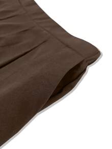 两件套女士休闲街头风套装，短款上衣+夸张阔腿裤，不规则设计长袖卫衣+哈伦裤套装，适合通勤/商务/办公穿着，春秋季 - 巧克力棕 - 查看 6