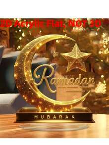 2D Acryl Kristall Mondsichel Deko, präsentiert den Ramadan Neumond, islamisch inspiriertes Motiv, geeignet für Ramadan, Ostern, Fensterauslagen, ideales Geschenk, ohne Stromquelle