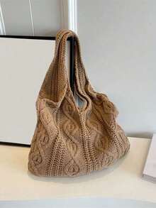 Yogodlns Crochet Bags Women Summer Beach Tote Bag Aesthetic Tote Bag Hippie Bag Knit Bag Fashion Must-Have: Women Crochet Knit Tote Bag, Hollow Out Handbag, Beach Travel Shoulder Bag, -Friendly Large Capacity Shopping Bag With Sand-Shaking Design, Students And Female Tourists In Outdoor Activities, Traveling And Shopping, Vacation Essentials, Perfectly Matching With Beach Accessories Women, Summer, Vacation & Beach JO7D - 駝色 - 查看 11
