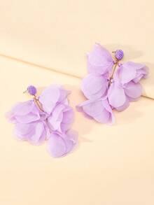 1 Pair Handmade Romantic Light Purple Multi-Layer Tassel Earrings, Fashionable Attention-Grabbing Jewelry For Women, Suitable For Parties And Galas - Mauve Purple - View 7
