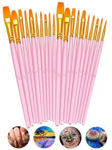 Paint Brushes Set, 10 Pcs Paint Brushes For Acrylic Painting, Oil Watercolor Acrylic Paint Brush, Artist Paintbrushes For Body Face Rock Canvas, Kids Adult Drawing Arts Crafts Supplies, Blush - Multicolor - View 16