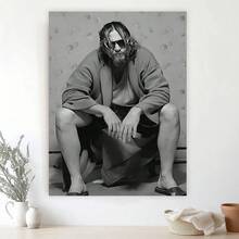 1pc Unframed Canvas Black & White Edgy Robe Figure With Bubbles Decor – Fits Unique Bathroom/Edgy Living Room Wall Decor; Ideal For Edgy Decor Lovers, Unique Decor Enthusiasts | Canvas Only - Multicolor - View 7