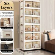 Spacious & Wide Surface Portable Storage Organizers - Stackable Storage Bins With Lids/Wheels/Rolling Drawers, Roomier Foldable Storage Boxes With Lids & Wheels, Foldable Plastic Storage Cabinets For Closet Organization, Multi-Layer Pulley Rack, Dustproof Toy/Clothes Containers For Home Office Dorm & Back To School - 白色 - 查看 10