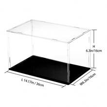 Gablota akrylowa, zmontowany pionowy stojak ekspozycyjny z czarną podstawą, pyłoszczelna gablota ekspozycyjna, odpowiednia do przedmiotów kolekcjonerskich, pamiątek, figurek itp. Pełnowymiarowe pudełko ekspozycyjne na lalki w stylu rękawiczek, materiał akrylowy, pudełko kolekcjonerskie, łatwe w montażu, odporne na zanieczyszczenia, w zestawie rękawiczki, ściereczka do czyszczenia, pudełko akrylowe, instrukcje dotyczące pielęgnacji, instrukcja obsługi