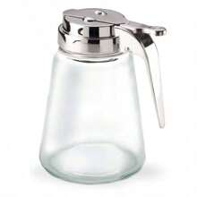 Glass Bottle Syrup Pitcher Honey Maple Syrup Dispenser Retracting Spout 12 Oz - 玻璃/鉻 - 查看 5