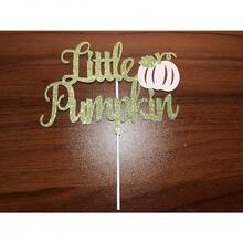 DLittle Pumpkin Cake Topper Gold And Pink Little Pumpkin Baby Shower Cake Topper For Little Pumpkin 1st Birthday Baby Shower Cake Plies - GoldandPinkPumpkin - View 5