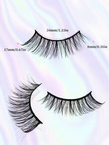 Pestañas postizas naturales e invisibles de tallo negro, 100% hechas a mano sin crueldad, esponjosas y difuminadas para un look de ojos ahumados de Oriente Medio para uso diario, para ojos sensibles - Caja de 10 pares - Negro - Ver 4