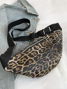 Leopard Print Women's Casual Everyday Zipper Fanny Pack - Multicolor - View 3