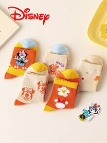 Disney 5双装米妮高弹力运动可爱系列袜子，米奇家族袜子，秋冬女童艾莎公主、美人鱼公主中筒袜，韩版卡通男童冬季透气婴儿/学生短袜 - 彩色 - 查看 8