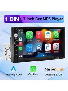 1Din Car Radio Carplay Andriod Auto Stereo Multimedia 7" Universal MP5 Player Mirrorlink FM USB BT TF Card AUX Input - 7011-d - View 1