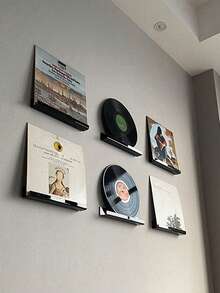 Black Vinyl Record Display Shelf, Wall Mounted Acrylic Storage Rack For Displaying Vinyl Records, Magazines, Photos, Books - Multicolor - View 4