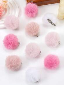 8 kẹp tóc hình quả bóng màu hồng, kẹp tóc mái xù dễ thương, kẹp tóc nhung đơn giản, mũ đội đầu dễ thương cho bé gái, phụ kiện tóc hàng ngày và dự tiệc - Nhiều màu - Xem 6