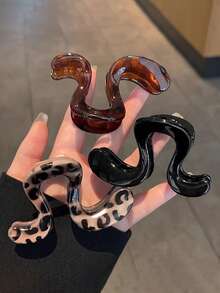 3个/1个女士7.8厘米/3.07英寸黑棕色豹纹中号塑料发夹，时尚百搭，优雅简约设计，适合日常、休闲、派对、通勤、海滩、度假等场合——可用于扎马尾、盘发、洗脸、化妆等。冬季抓夹，秋季发爪，优雅发夹。