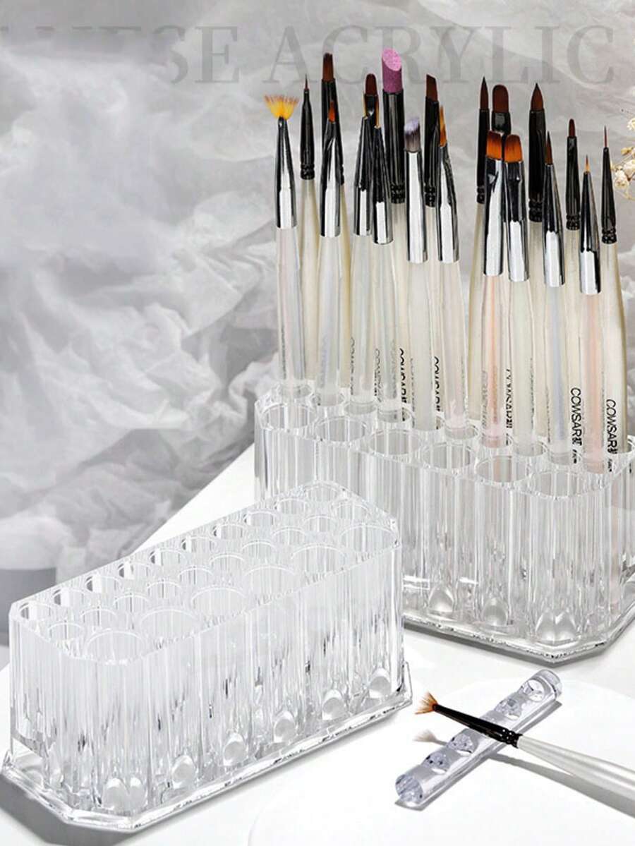 26孔亚克力笔筒收纳架，极简美甲刷收纳架，桌面收纳架