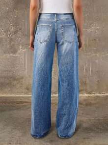 Straight Leg Jeans For Women High Waisted Stretchy Loose Denim Pants Casual Baggy Jean Trousers