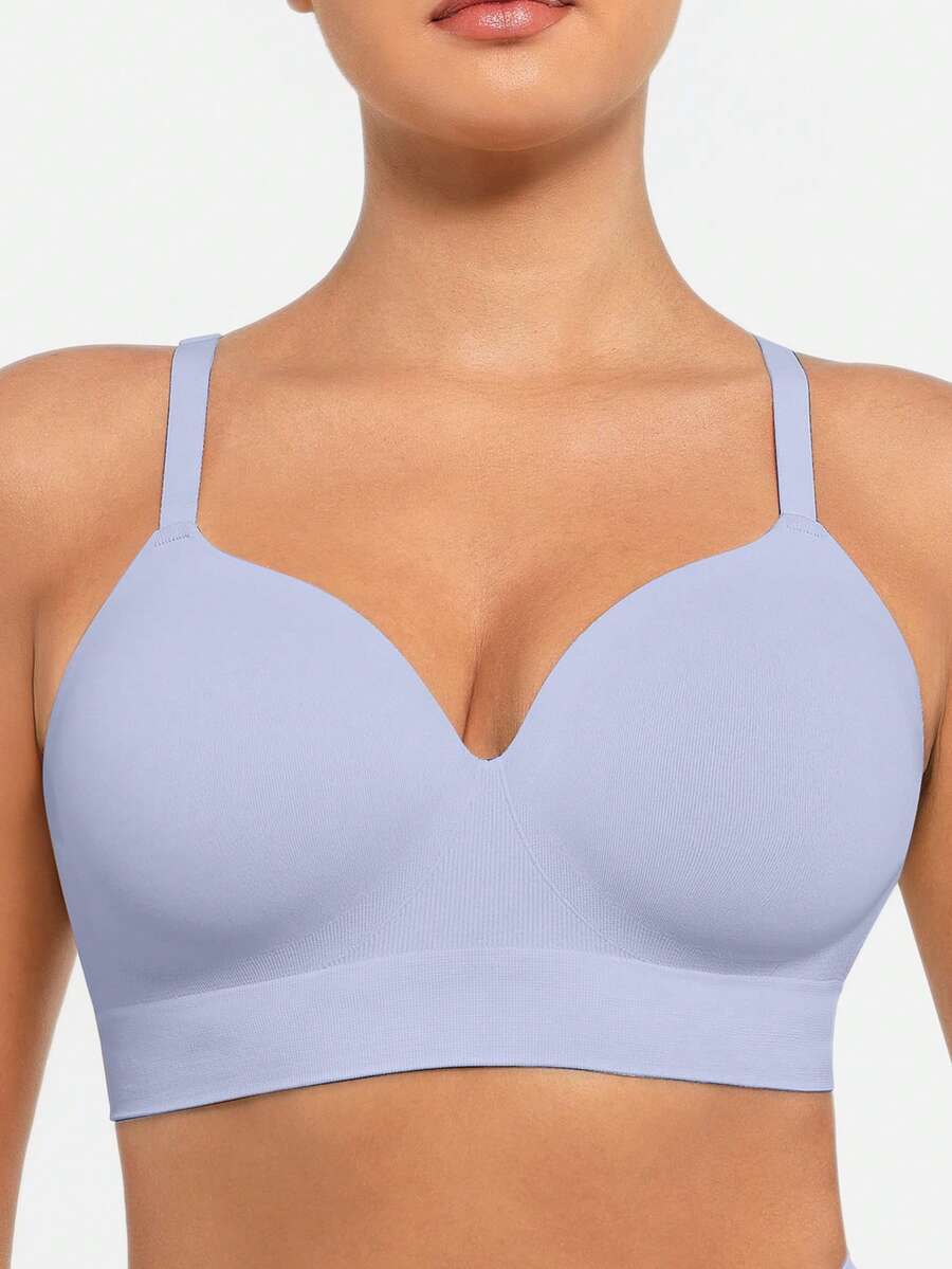 FeelinGirl Wireless Supportive Bra For Women, Seamless Comfort Bralettes No Underwire Full Coverage Everyday Bras - Baby Blue - View 1