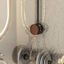 360°旋转可调节高度浴室吹风机架，壁挂式吹风机收纳架，解放双手，无需钻孔，不会损坏墙面