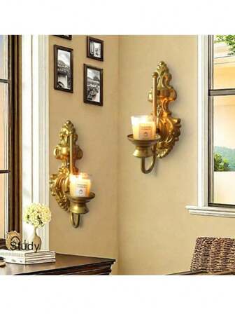 Set Of 2 Nordic Vintage Wall-Mounted Candlesticks Metal Wall-Mounted Candlestick Holder Perfect For Home Decor, Candlestick Decoration, And Room Accents