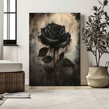 1 قطعة لوحة فنية على قماش لباقة الورد الأسود الفريدة في عيد الحب الأبيض، ملصق زهري كلاسيكي أسود، ملصق لوحة فنية على قماش بدون إطار، لوحة ديكور الجدران، مناسبة للحمام والغرفة والمعيشة والمنزل والمطبخ والمكتب - هدية مثالية للأصدقاء والعائلة، عيد الحب، رأس السنة، هدية افتتاح المنزل - الأسود - مشاهدة 14