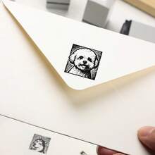 1pc Cute Puppy Face Stamp, Light-Sensitive Self-Inking Stamp, Woodcut Style Puppy With Expressions, Suitable For Student, Artistic Youth Diary Stamping, Letter Stamping, Gift - one-size - View 5