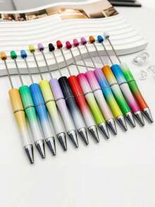 DIY Beaded Pen Craft Jewelry, New Hot-Selling DIY Jewelry Silicone Beads, New Hot-Selling DIY Jewelry Silicone Gradient Color Electroplated Colorful Beaded Pen Arts And Crafts, Suitable For Ballpoint Pen Jewelry, Crafts, Jewelry Making, Suitable For Making Holiday Gifts, New Year Gifts, Back To School Gifts, Valentine's Day Gifts, Jewelry Making Materials (Random Color Shipped) - Multicolor - View 6