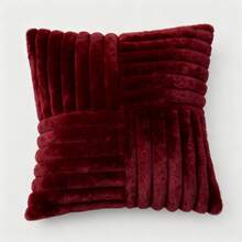 1个纯色抱枕套（不含填充物），布艺抱枕套，适用于客厅沙发 - 十字酒紅色 - 查看 7