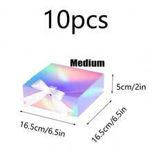 10个装 - 带盖炫彩礼盒，伴郎求婚礼盒，豪华炫彩礼盒（含丝带），适用于婚礼礼盒、生日礼盒、派对礼盒、圣诞礼盒、伴娘礼盒、毕业礼物、情人节礼盒
