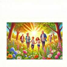 1pc Polyester Family Garden Party Backdrop, 100% Polyester Photography Banner, Suitable For Birthday, Anniversary, Ramadan And Easter Celebrations, Spring/Summer Decor, Photo Booth Props, Holiday Event Accessories | Family Themed Background | Colorful Fabric Design, Summer Party Decor - Multicolor - View 5