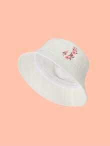 1pc Girls' White Sweet Pink Rose Decor Letter Pattern Bucket Hat, 26 Letters Customizable, Fashionable Soft Cute Lightweight Sun Protection, Suitable As Birthday/Holiday Gift, For Spring/Summer Outdoor Activities, Campus, Fishing - White - View 30