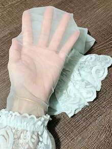 1双女士过膝蕾丝长筒袜，蕾丝边饰，半透明真丝连裤袜，适合圣诞节、万圣节、角色扮演等场合。 - 彩色 - 查看 4