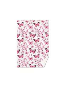 1/2/4pcs Pink Butterfly Floral Kitchen Towels - Super Soft Polyester Dish Towels, Farmhouse Hand Towels With Decorative Pink Butterflies & Pink Flowers,For Kitchen & Bathroom, Kitchen Towels Hand Towels, Cartoon Style Design, Vibrant Print Quality - Pink - View 8