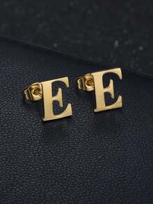 MONALLY 1对18K镀金A-Z字母耳钉，不锈钢材质，低过敏性，优雅日常佩戴饰品，完美礼物 - 耳環 - 查看 16