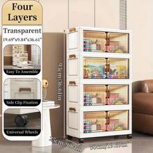 Spacious & Wide Surface Portable Storage Organizers - Stackable Storage Bins With Lids/Wheels/Rolling Drawers, Roomier Foldable Storage Boxes With Lids & Wheels, Foldable Plastic Storage Cabinets For Closet Organization, Multi-Layer Pulley Rack, Dustproof Toy/Clothes Containers For Home Office Dorm & Back To School - 白色 - 查看 9