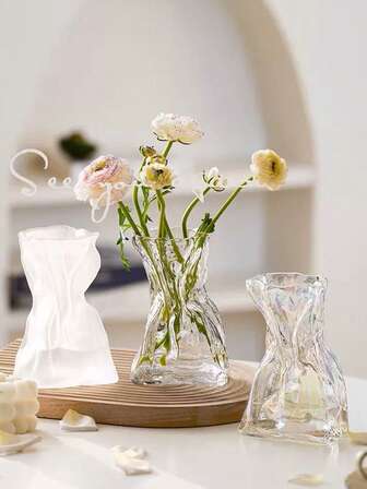 1 st premium kreativ origamivas, transparent glasvas för skrivbordet, lämplig för vardagsrum, kök, sovrum, arbetsrum, kontor, blomsterarrangemang