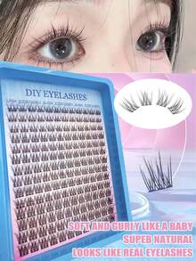 168根单根假睫毛，自然漫画风格妆容效果，可重复使用的DIY D型卷翘假睫毛，自然蓬松，防水，交叉式，猫眼，娃娃眼，长度10-12毫米，易于初学者使用。 - D - 查看 9