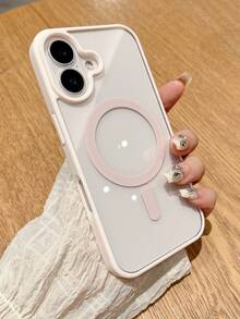 奢华粉色磁吸充电保护壳，兼容 17/16/15/14/13/12/11 Pro/Plus/Max/Air/XS Max/XR/X/Xs/7/8 Plus/7/8，超薄透明亚克力材质，春季礼物 - 粉色 - 查看 4