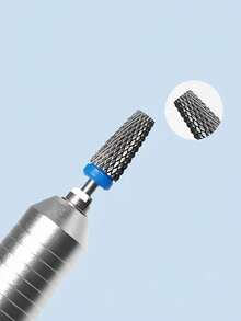 1pc Tungsten Carbide Nail Drill Bit, Cross Grooved Fast Removal Gel, Nail Polish Remover Sanding Head For Nail Art Electric Manicure Machine - Blue - View 3