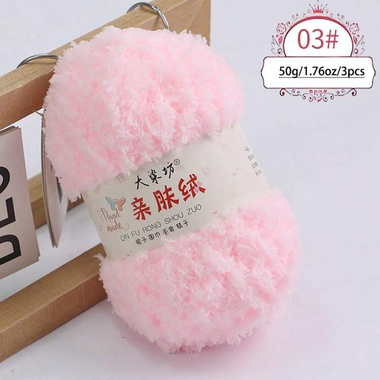 3 Balls X 50g/1.76oz Coral Velvet Knitted Blend Yarn For DIY Hand Knitting Scarf, Baby Blanket, Tote Bag - 50g/3 Pieces - View 10