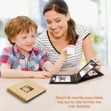 Scrapbook Álbum para Fotos 17.5x17.5cm, 40 Páginas de Papel Kraft Tapa Dura. Álbum Fotográfico DIY con Pegatinas, Libro de Recuerdos para Familia y Boda - Negro - Ver 10