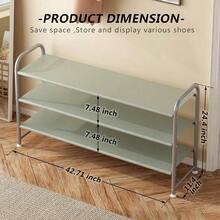 Shoe Rack 3 Tier Long Storage Organizer Wide Metal Shoe Shelf Closet Entryway Black - 3層+灰色 - 查看 3